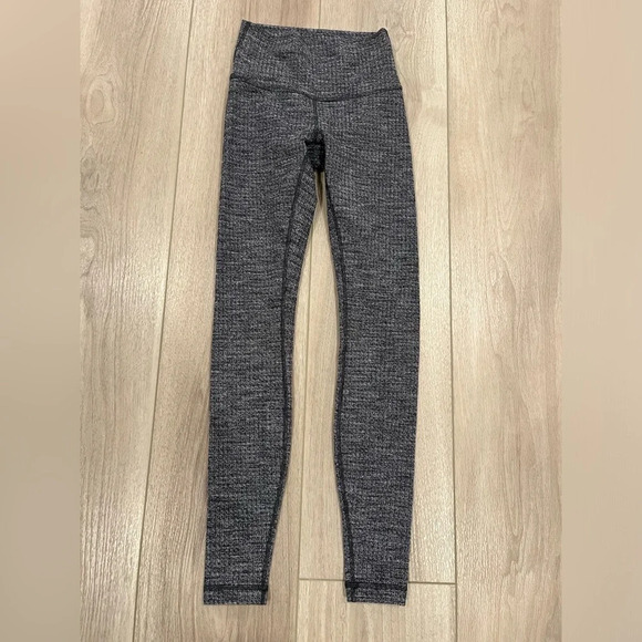 lululemon athletica Pants - Lululemon 28” Wunder Under HR Tight LW5AXCS Black Gray Tweed Size 4